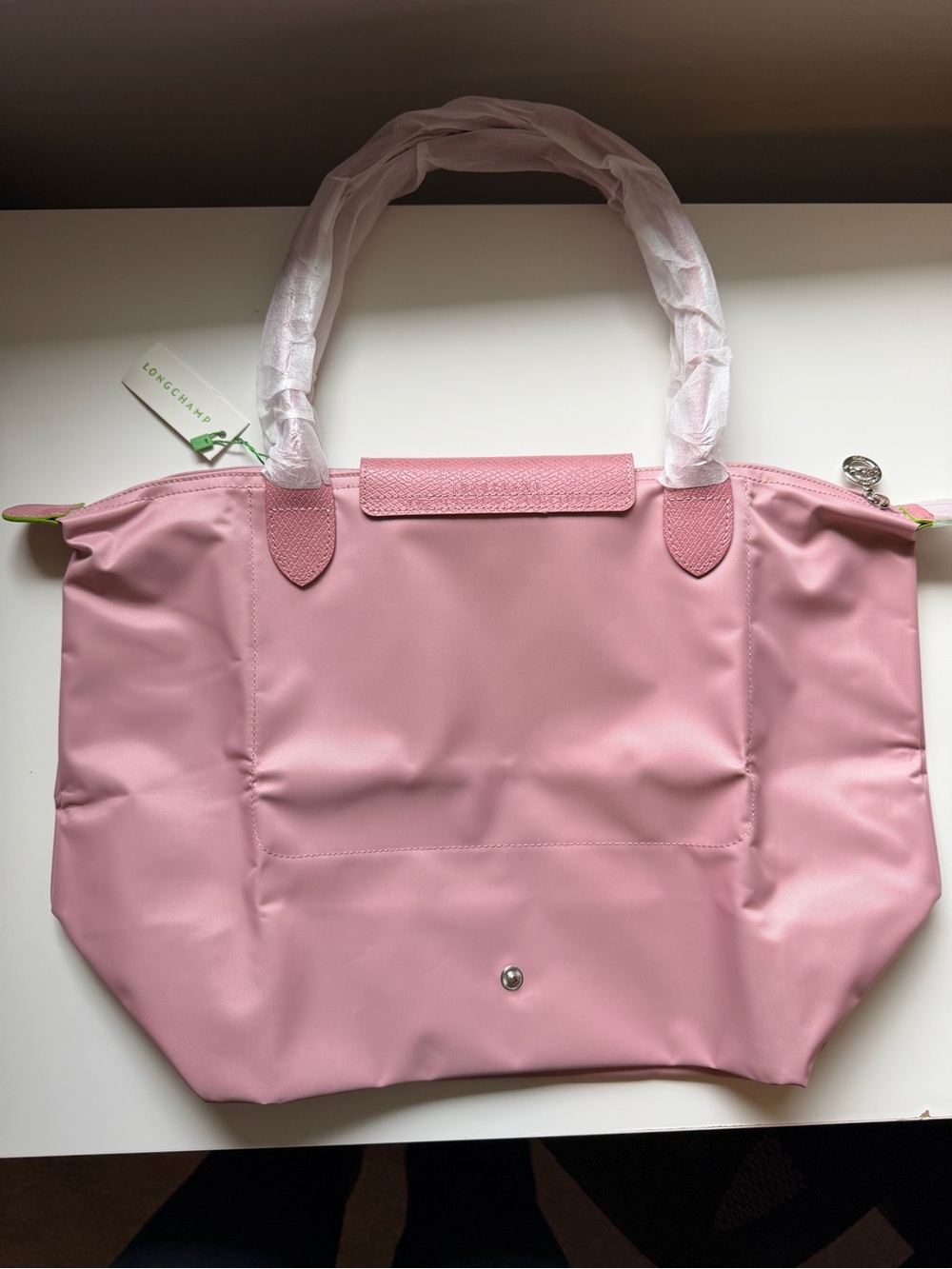 Longchamp Le Pliage Large British Pink Tote Nylon Shoulder Bag NWT - Picture 2 of 4